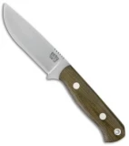 Bark River Bravo Necker II Fixed Blade Knife Green Canvas Micarta (3.5" Satin)