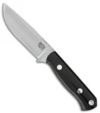 Bark River Bravo Necker II Fixed Blade Knife Black Canvas Micarta (3.5" Satin)