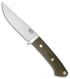 Bark River Classic Clip Point Hunter Fixed Blade Knife Green Micarta (4.5" 3V)