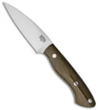 Bark River Bush Seax Bantam Fixed Blade Knife Green Canvas Micarta (4" A-2)