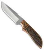 Anza Knives JWK-3 AJB Fixed Blade Knife Amber Jigged Bone (3.75" Plain)