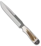 Anza Knives D-FE Fixed Blade Knife Full Elk Bone (7.75" Gray)
