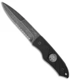 Hoffner Knives Hand Spear Fixed Blade Knife Black G-10 (4.875" Stonewash Serr)