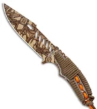 American Hunter Buck Blend Fixed Blade Knife Brown/Orange Paracord (5.25" Tan)