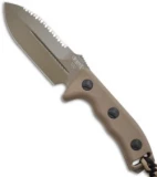 Microtech Tan Crosshair Knife Fixed Double Edge Blade (5" Full Serr) 101-3TA