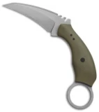 Ryan W Knives UTrap Karambit Fixed Blade Knife OD Green G-10 (3.2" Acid Wash)