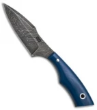 Olamic Cutlery Fixed Blade Neck Knife Blue G-10 (3" Damascus)