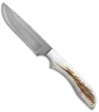 Anza Knives ASB-FE Fixed Blade Knife Stag (4.00" Satin)