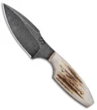 Olamic Cutlery Harpoon Slim Neck Knife Stag (3" Damascus)