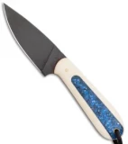 T.M. Hunt Custom Hogua Fixed Blade White G10/Candy Stripe Blue (3.5" Black)