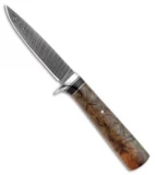 Burr Oak Drop Point Dangler Fixed Blade Knife Afzelia/Ebony (3.5" Damascus)