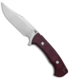 Hinderer Knives The Ranch Bowie Fixed Blade Knife Burgundy Micarta (Stonewash)