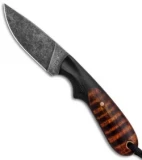 T.M. Hunt Custom Hedgehog Fixed Blade Black G-10/Curly Maple (3.75" Acid)