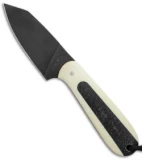 T.M. Hunt Custom Hogua Fixed Blade Knife White G-10 "Onyx Flake" (3.1" Black)