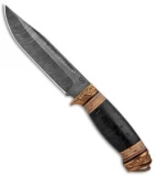Olamic Cutlery Voykar HT Fixed Blade Knife Leather/Birch Bark (5.8" Damascus)