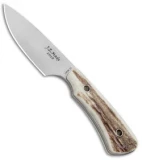 J.E. Made B.U.K Fixed Blade Knife Stag (3" Stonewash 3V)