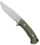 Hinderer Knives The Ranch Bowie Fixed Blade Knife Green Micarta (Stonewash)