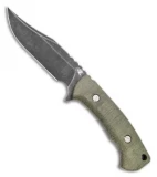 Hinderer Knives Ranch Bowie Fixed Blade Green Micarta (Black Stonewash)