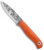 Fiddleback Forge Arete Fixed Blade Knife Orange Burlatex (3.875" Satin)