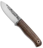 Fiddleback Forge Bushcrafter Fixed Blade Knife Curly Ash (3.88" Satin)