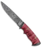 Olamic Cutlery Suna Fixed Blade Knife Carved Birch (5.5" Damascus)