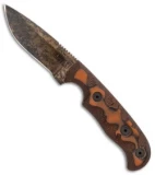 Dawson Knives Deep Notch Skinner Fixed Blade Blk/Orange G-10 (3.1" Hellcat Gold)