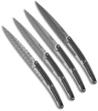 Deejo Geometry Art Steak Knives w/Black paperstone Handles (Serrated) - Set of 4