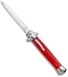 Mago 11" Italian Stiletto OTF Automatic Knife Red/Polished (Satin Dagger)