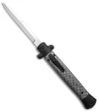 11" Italian Stiletto OTF Automatic Knife Carbon Fiber (4.9" Satin) Bayo