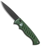 Piranha Tactical Green Pocket Automatic Knife (3.2" Black Plain)