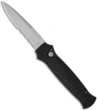 Piranha Mini-Guard Black Automatic Knife (2.9" Stonewash Serr)