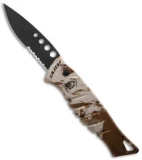 Piranha Amazon Automatic Knife Desert Camo Tactical (3.45" Black Serr)