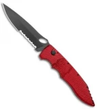 Piranha Mini Predator Red Tactical Automatic Knife (3.5" Black Serr)