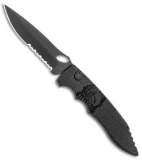 Piranha Mini Predator Black Tactical Automatic Knife Serrated (3.5" Black)