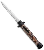 Mago 11"  Italian Stiletto OTF Automatic Knife Black Diamondback (4.8" Satin)