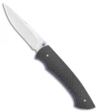 Tuch Knives Sparrowhawk D/A Automatic Knife CF/Blue Purple (2.8" Mirror)