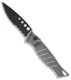 Piranha Silver Amazon Automatic Knife (3.5" Black Serr)