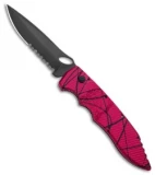 Piranha Mini Predator Tactical Automatic Knife Pink (3.5" Black Serr)