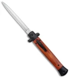 11" Italian Stiletto OTF Automatic Dagger Knife Wood/Black (4.75" Satin)