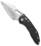 Microtech Stitch Automatic Knife Black (3.75" Stonewash Full Serr) 169-12