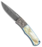 Pro-Tech Ultimate Custom BR-1 Titanium Automatic Knife Gold Lip Pearl (Damascus)
