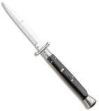 Frank B. 11" Italian Stiletto Knife  Swinguard Automatic Buffalo Horn (5" Satin)