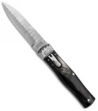 Mikov Panther Lever Lock Automatic Knife Buffalo Horn Bayonet (3.75" Damascus)