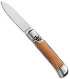 AKC 8" Lever Lock Italian Auto Olive Wood (3.2" Polish Flat)