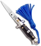 SKM  Italian Stiletto Keychain Automatic Knife Black/Blue (1.125" Satin)