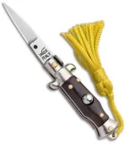 SKM  Italian Stiletto Keychain Automatic Knife Brown/Yellow (1.125" Satin)