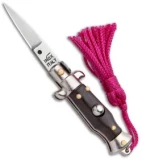 SKM  Italian Stiletto Keychain Automatic Knife Brown/Pink (1.125" Satin)
