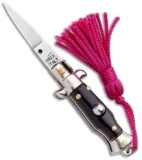 SKM  Italian Stiletto Keychain Automatic Knife Black/Pink (1.125" Satin)