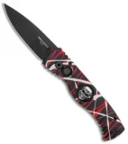Pro-Tech Custom TR-2 Red Splash Skull Automatic Knife Aluminum (3" Black)