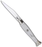 AGA Campolin 10" Automatic Fishtail Picklock Knife White (4.5" Satin Bayo)
